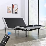 Yiree Queen Adjustable Bed Base Frame, Wireless Remote & Lift Motor, Dual USB Ports,Ergonomic Upholstered Bed Frame, Under Bed Lighting, Independent Head and Foot Tilt
