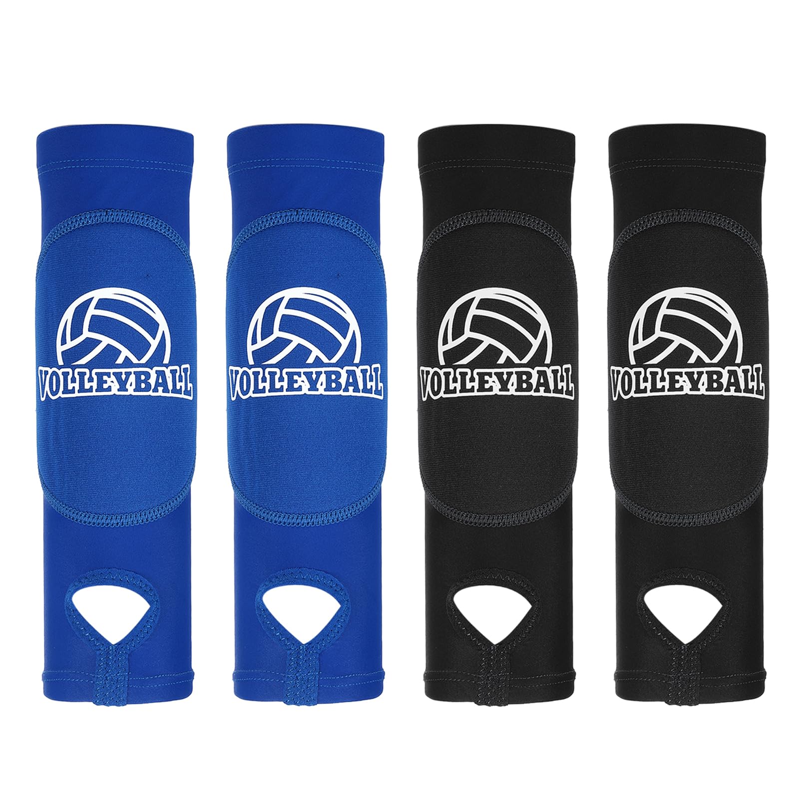 PATIKIL Volleyball Arm Sleeves, 2 Pair Passing Forearm Sleeve with Protection Pads Thumbhole Volleyball Arm Pads for Youth Teenagers Men Women, Blue,Black