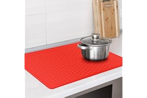 RimCereal Stove Top Cover Silicone Electric Stove Cover 28 x 20 Inches Heat Resistant Cooktop Protector Stove Mat Protector Oven Cover for Kitchen Flat RV Range Stovetop Protector(Red)