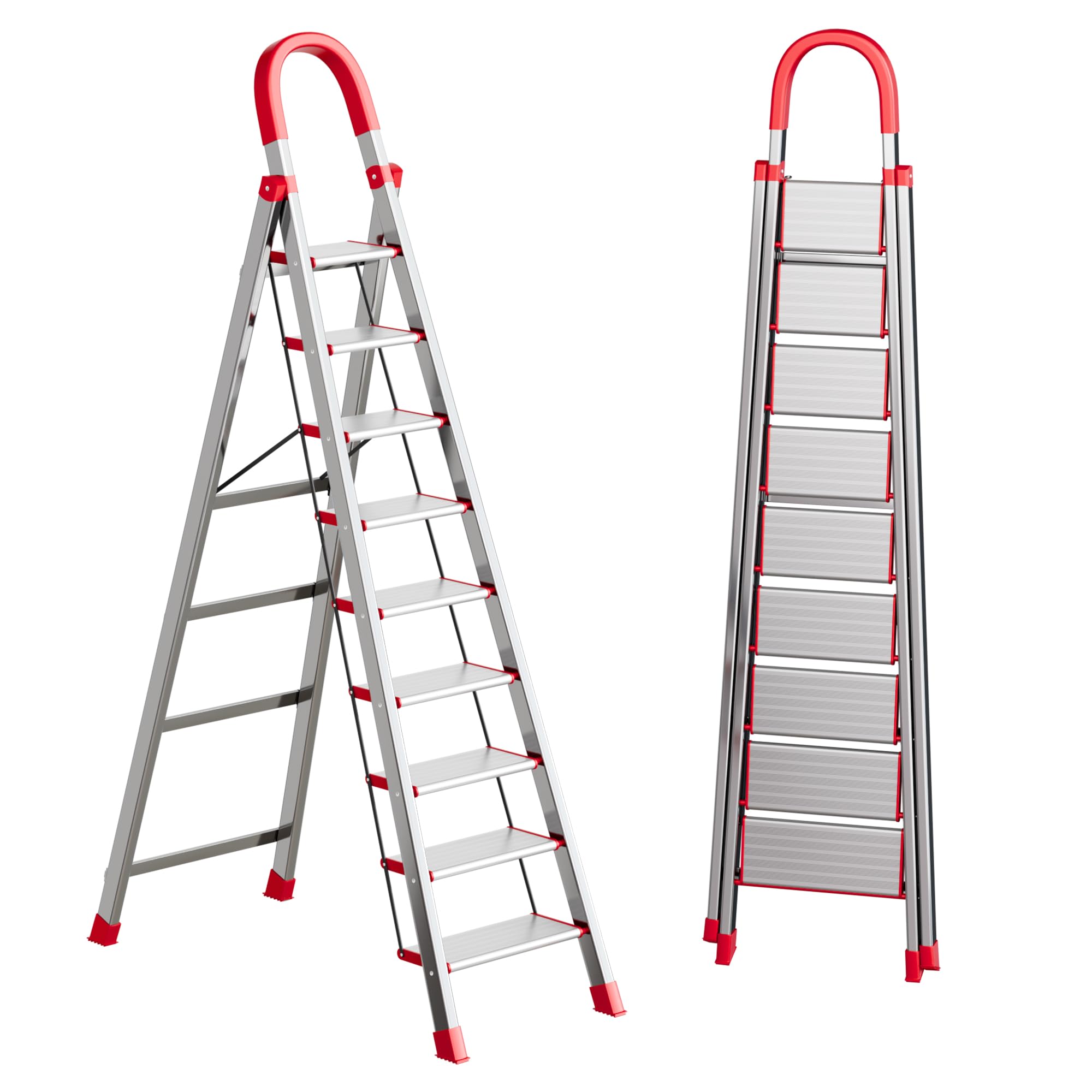 Photo 1 of 9 Step Ladder,Portable Step Tool,Folding Anti-Slip Step Ladder with Anti-Slip Widen Pedals,Handrail, Carbon Steel Step Ladder for Home,Kitchen