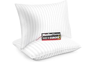 MÜELLERHOME Mueller Hotel Collection Pillows for Side Sleepers, European Made, Cooling Gel Pillows Queen Size Set of 2, Pillows for Sleeping Back Stomach Sleepers