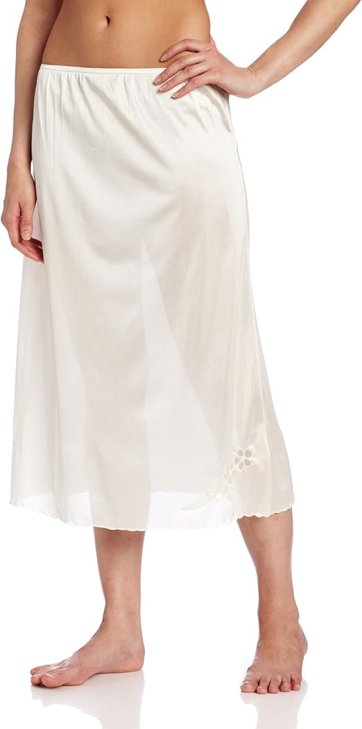 Heavenly Shapewear Women's 30 Inch Front Slit Half Slip, Ivory, Medium