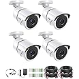 ZOSI 4 Pack 2.0MP 1080P HD-TVI Security Cameras with Audio, 100ft Night Vision, Outdoor Indoor Weatherproof Home Surveillance CCTV Bullet Camera for 1080P/5MP/4K HD-TVI Analog DVR System