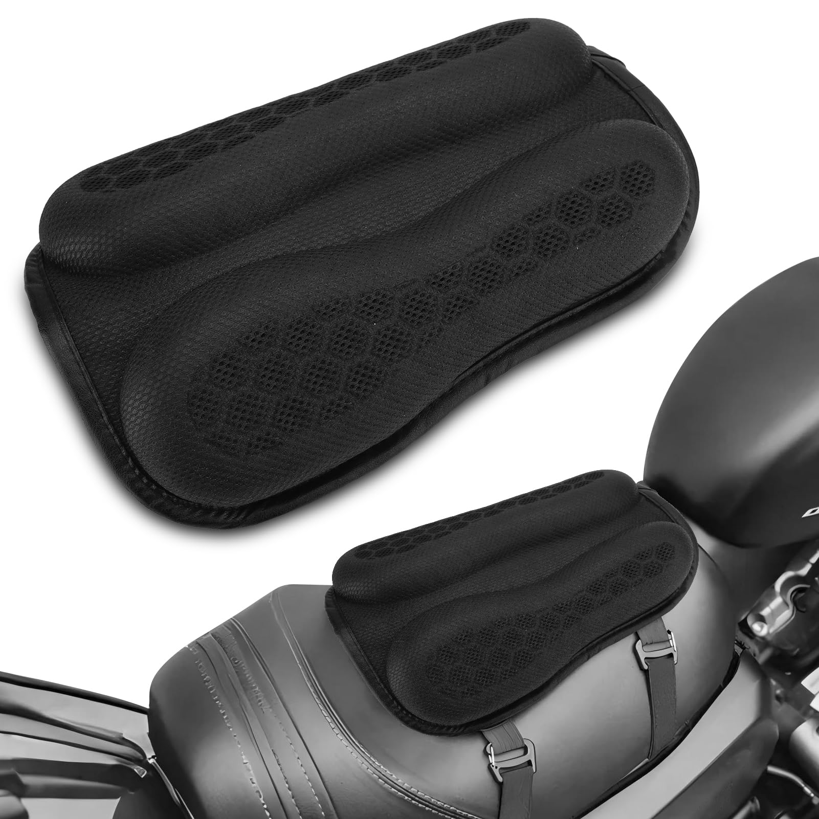 Photo 1 of WODHMIEY Motorcycle Breathable Seat Pad,Motorcycle Gel Seat Cushion, 3D Honeycomb Structure Seats Cushion,Compact and Easy to Install for Off Road and City Commuting