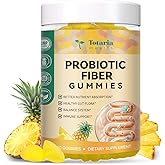 9-in-1 Probiotic Prebiotic Fiber Gummies for Adults & Teens, Fiber Supplement Pro with 5 Billion CFU Bacillus Coagulans, Psyllium Husk, FOS, Inulin, ACV for Digestion & Gut, 60 Vegan Pineapple Gummies