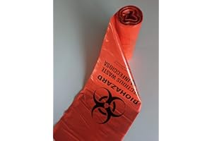 ZEE GREEN BAGS 40" x 46" x 1.3 mil 40 to 45 Gallon Red Plastic Trash Bags for Hazardous Waste Containers with Printed Biohazard Symbol in 2 Languages, ASTM Certification, Made in USA (Roll of 10 bags)