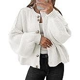 Saodimallsu Womens Oversized Cardigans Button Up Long Lantern Sleeve Chunky Knit Casual Soft Fall Sweater Coats