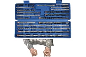 CHCYWJGJ 20 PCS SDS Plus Rotary Hammer Drill Bits Set, Four-edged drill bit,Concrete Masonry Hole Tool with Storage Case,Carbide Tipped for Brick, Stone and Reinforced concrete