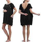 Labor and Delivery Gown for Hospital With Pockets Open Back Nursing Pajamas for Women Breastfeeding Maternity Nightgown