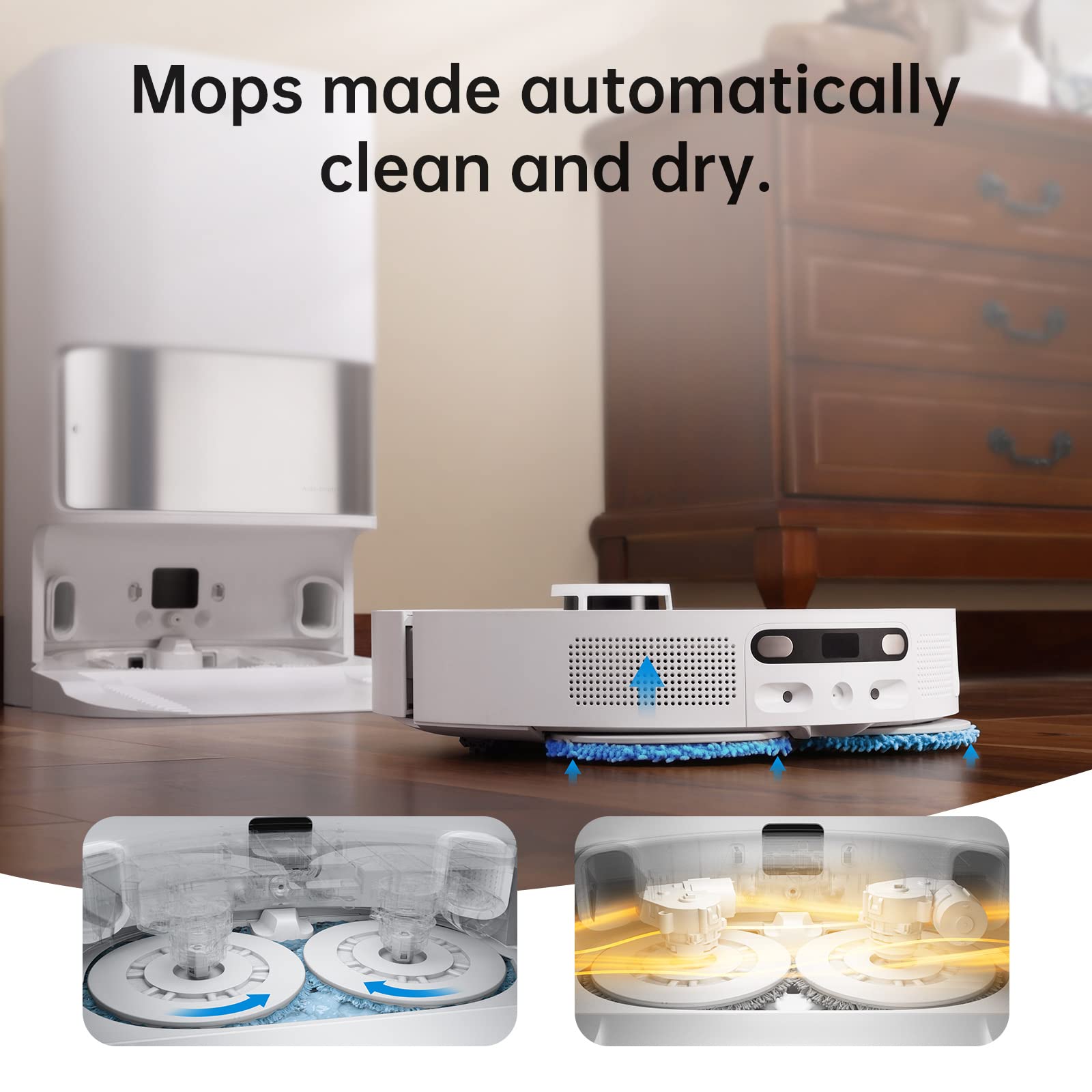 dreame L10s Ultra Robot Vacuum and Mop Combo, Auto Mop Cleaning and Drying, Self-Refilling and Self-Emptying Base for 60 Days of Cleaning, 5300Pa Suction and AI Navigation, Compatible with Alexa - Image 5