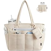 LOVEVOOK Puffer Tote Bag for Women Quilted Work Tote Handbags with Zipper 15.6 inch Teacher Nurse Bags for Office