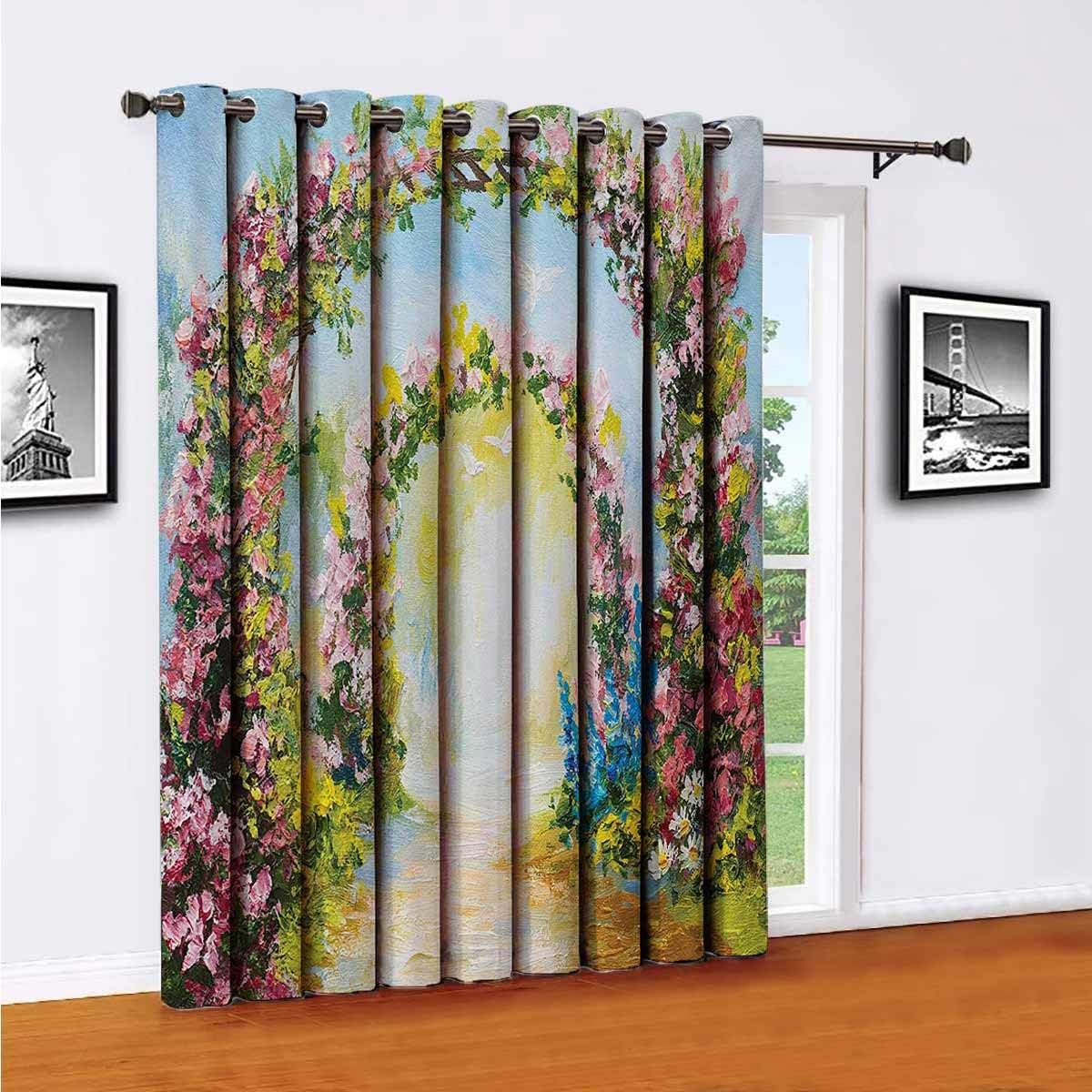 Country Sliding door shades,patio curtains,Colorful Floral Arch in the
