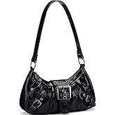 WantGor Women's Shoulder Bag, Clutch Tote Bags Top Handle Purse Zipper Handbag Buckle Punk Purses Trendy Underarm Bag