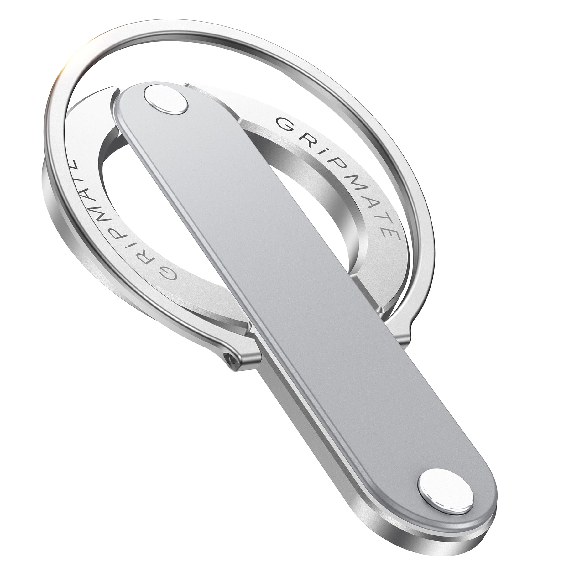 GripMate 2nd Gen for Magsafe Phone Grip for iPhone - Strong Dual-Sided Magnetic Phone Ring Holder - Detachable, Comfortable Finger Loop Stand for iPhone 17 Pro Max 16 15/14/13/12 Series (Silver)