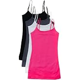 4 Pack Active Basic Women's Basic Tank Tops Med Black, White, Fuchsia, Charcoal