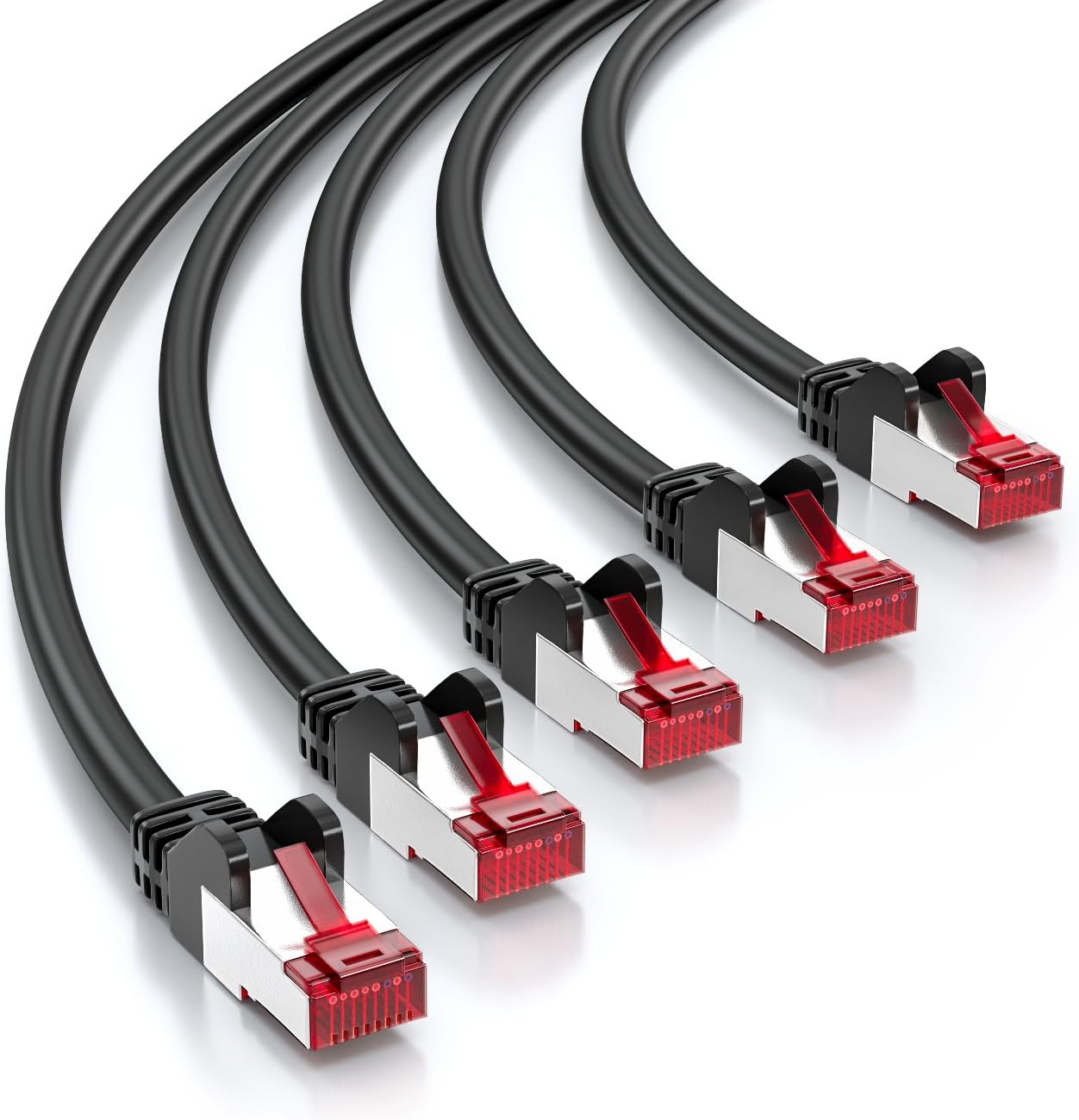 deleyCON 5x 1m (3.28 ft.) CAT6 Patch Cable S/FTP PIMF Shield CAT-6 RJ45 Network Cable Ethernet LAN DSL Switch Router Modem - Black - Image 4
