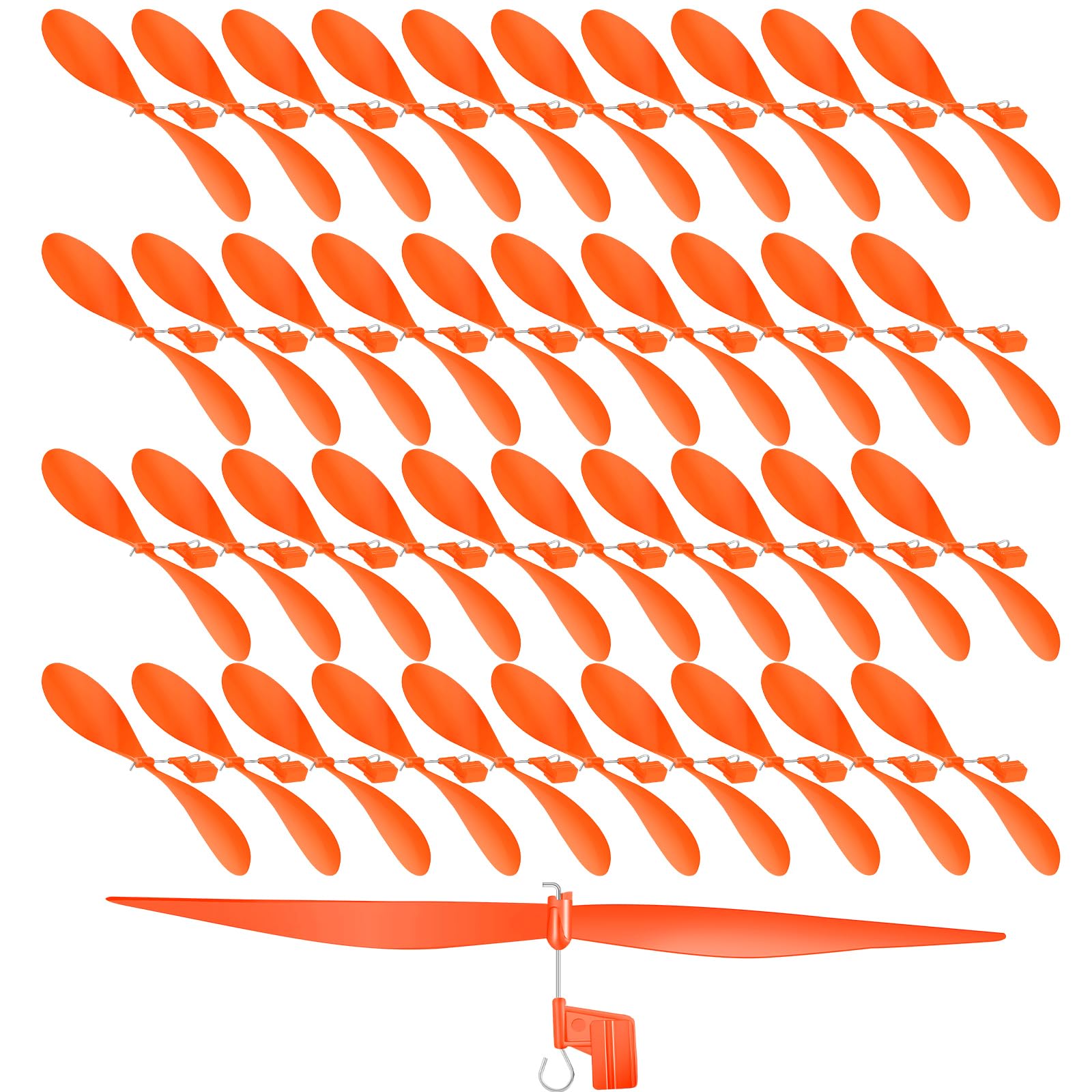 Photo 1 of Libima 40 Pcs Plastic Propeller for STEM Activities Fold Resistant Propeller Blades with Rubber Band Hooks for Airplanes and Helicopters from Research Institution, 7.1 Inches(Orange)