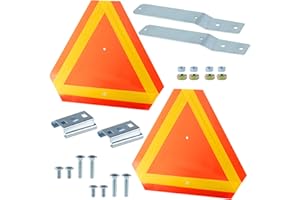 BOSFLAG 2 Pack Slow Moving Vehicle Triangle Sign Mounting Kit with Visibility Slow Moving Vehicle Sign Triangle Signs, Includes 1 Tractor Bracket, 1 Signal Plate, 1 Sign Bracket, 4 Nuts and 4 Bolts