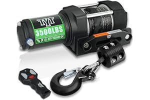TYT 3500 lb ATV Winch, 12V DC Electric Winch with Wireless Remote and Wired Switch, 7/32" x 32FT Synthetic Winch Rope with Fa
