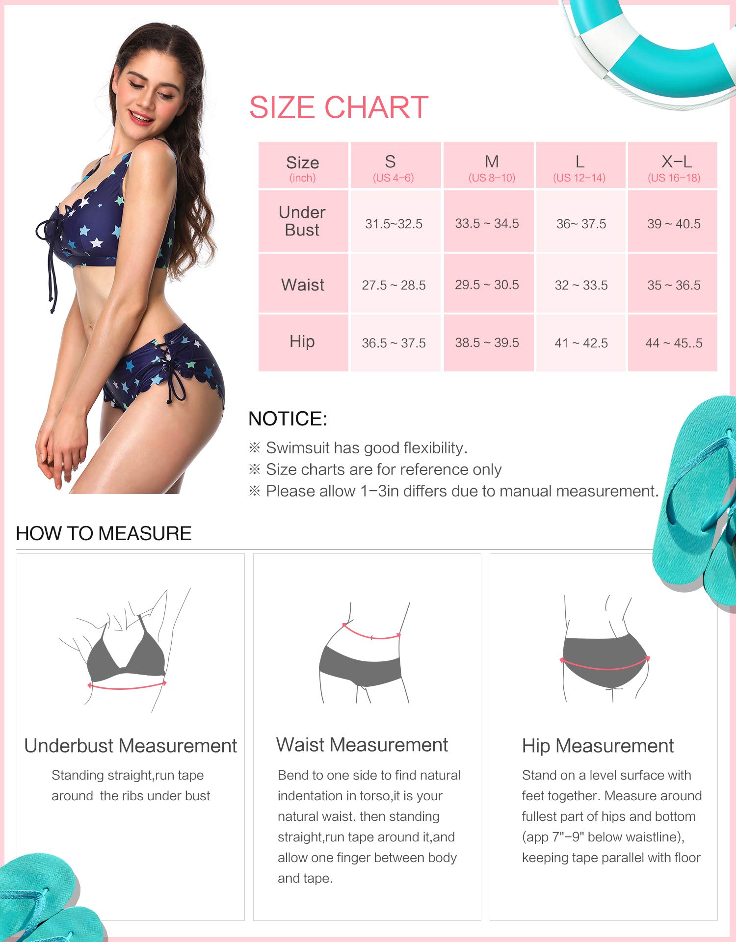 Verano Playa Women Lace Up Bikini Set Scalloped Two Piece Swimsuit Racerback Swimwear Front Tie Side Bottom Bathing Suit