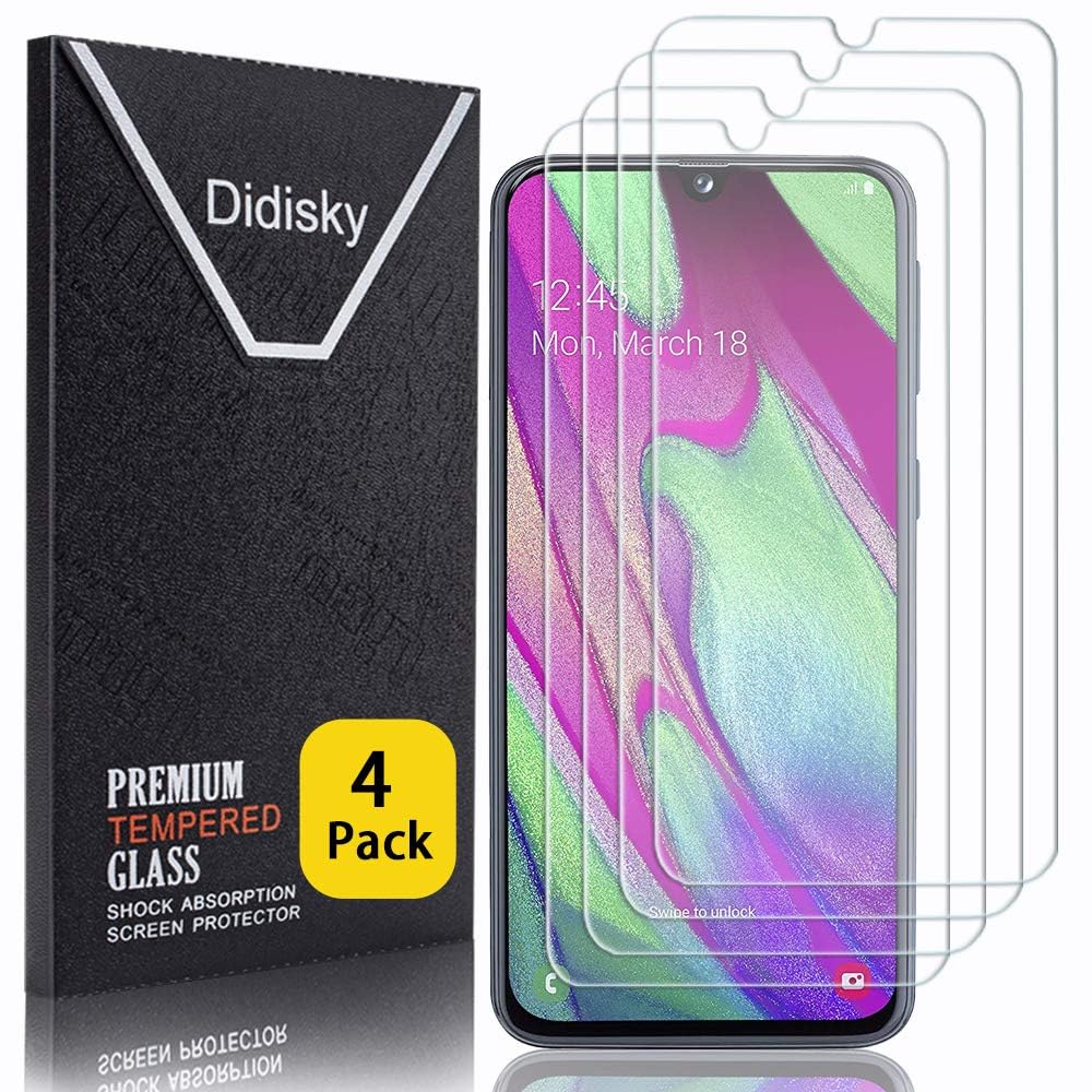 Didisky Tempered Glass Screen Protectors for Samsung Galaxy a40, [ 4 Pack ] Anti-Scratch, 9H Hardness,Bubble-Free, HD Clarity, Anti Scratch, Easy to install