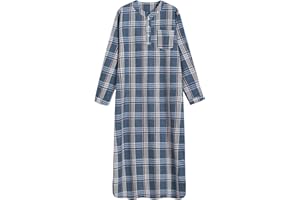 Latuza Men's Long Nightgown Cotton Flannel Nightshirts for Sleeping