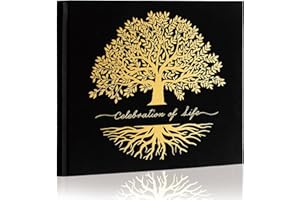 Braveriky Memorial Funeral Guest Book for The Celebration of Life - in Loving Memory Guestbook with Table Sign - 320 Entries Hardcover Guest Sign in Book for Funeral Service, 9"x7.5", Tree