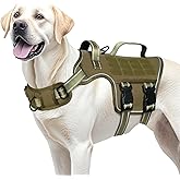 Dog Harness for Large Dogs Heavy Duty, No Pull Tactical Dog Harness with Molle System, Easy On and Off Service Dog Vest, Breathable Padded, Adjustable Reflective Pet Vest for Walking Hiking Training