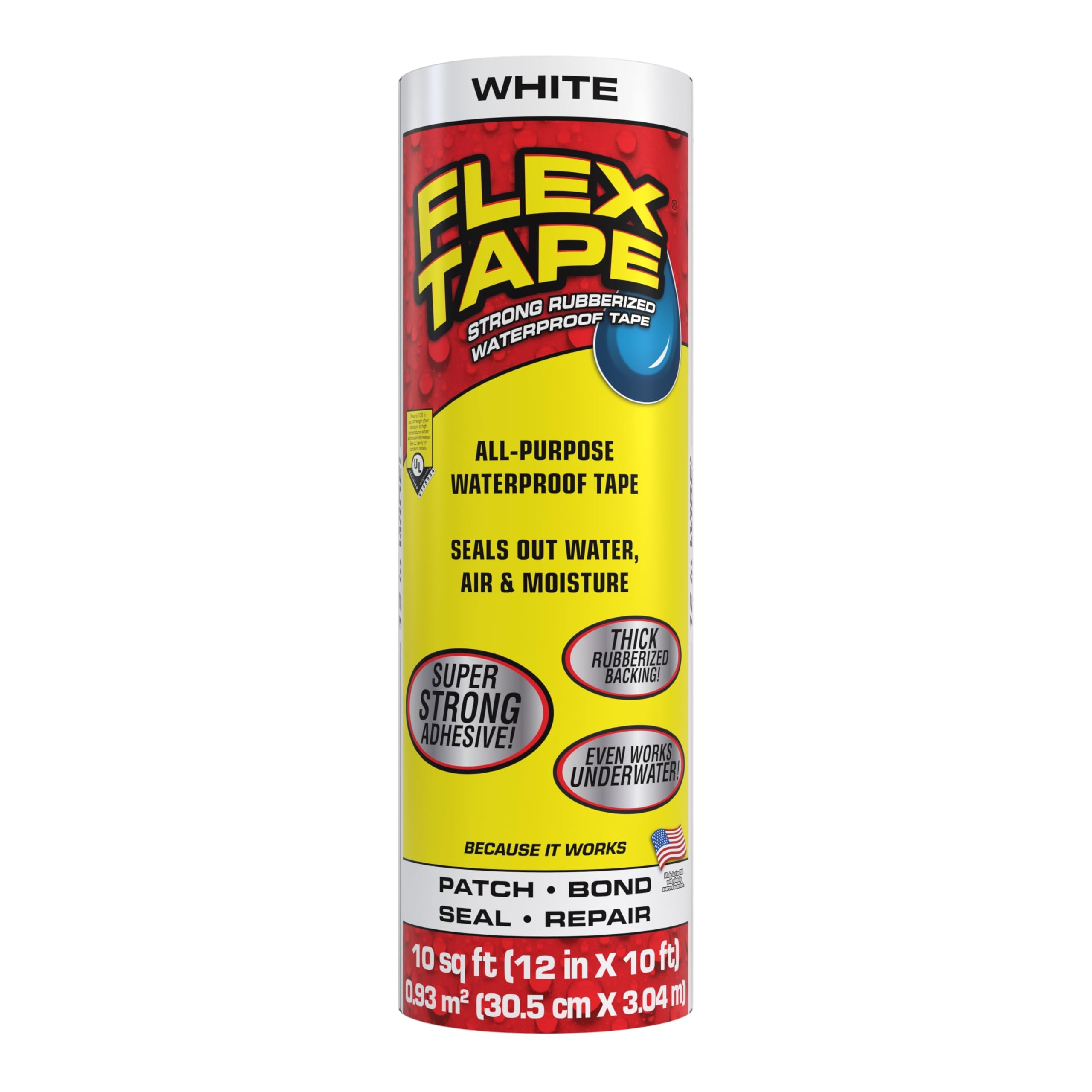 Flex Tape Rubberized Waterproof Tape, 12 inches x 10 feet, White, m