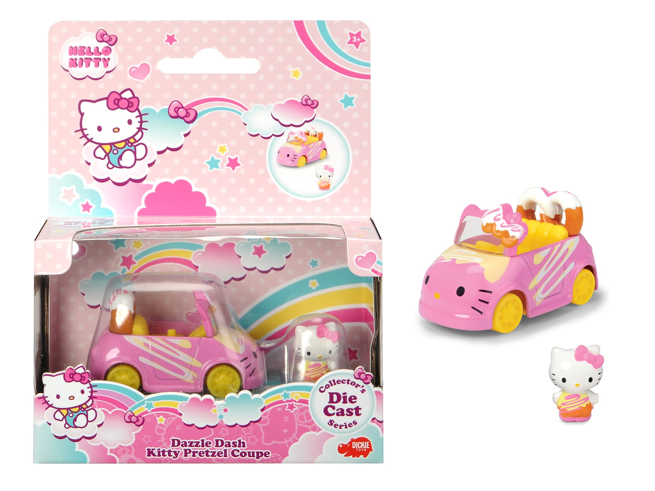 Simba - Hello Kitty - Pretzel Car - Metal Vehicle + 1 Removable Figure - 253241003