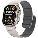 Sixmoat Magnetic Silicone Bands Compatible with Apple Watch 49mm 46mm 45mm 44mm 42mm, Sport Wristband for Men Women Compatible with iWatch Ultra3 2 1 SE Series 11 10 9 8 7 6 5 4 3, Starlight-Grey