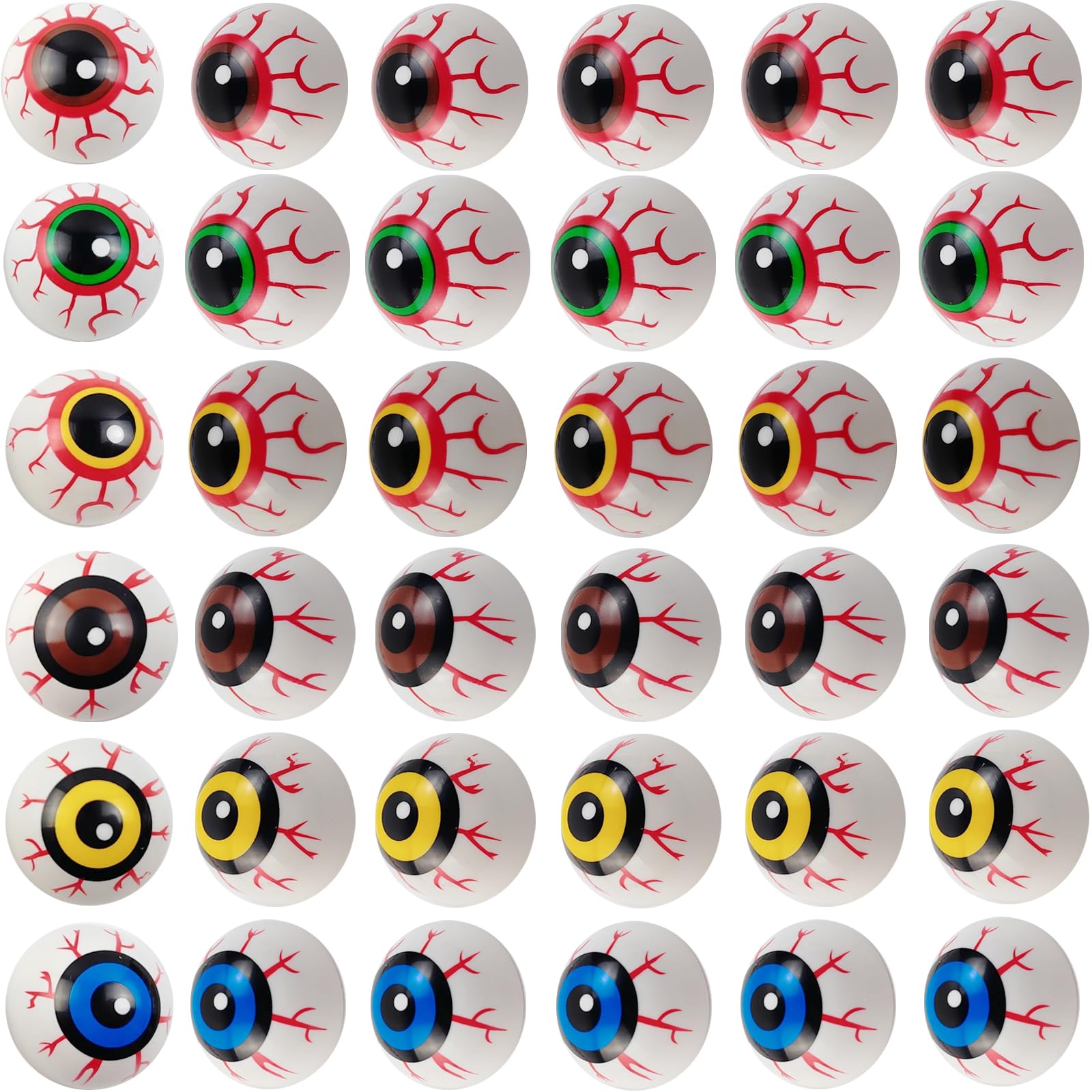 Photo 1 of YOOHUA 48PCS 33mm Halloween Eyeballs Plastic Half Eyeballs Spooky Scary Horror Props for Halloween Trick or Treat Party Cosplay