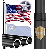 IOEN 20FT Heavy Duty Flag Pole,2.4" Large Diameter Aluminum Flagpole Kit with 5x3 USA Flag,Wind-Resistant Sectional Tapered,100 MPH Wind Tested, for Outdoor Ground Use - Black