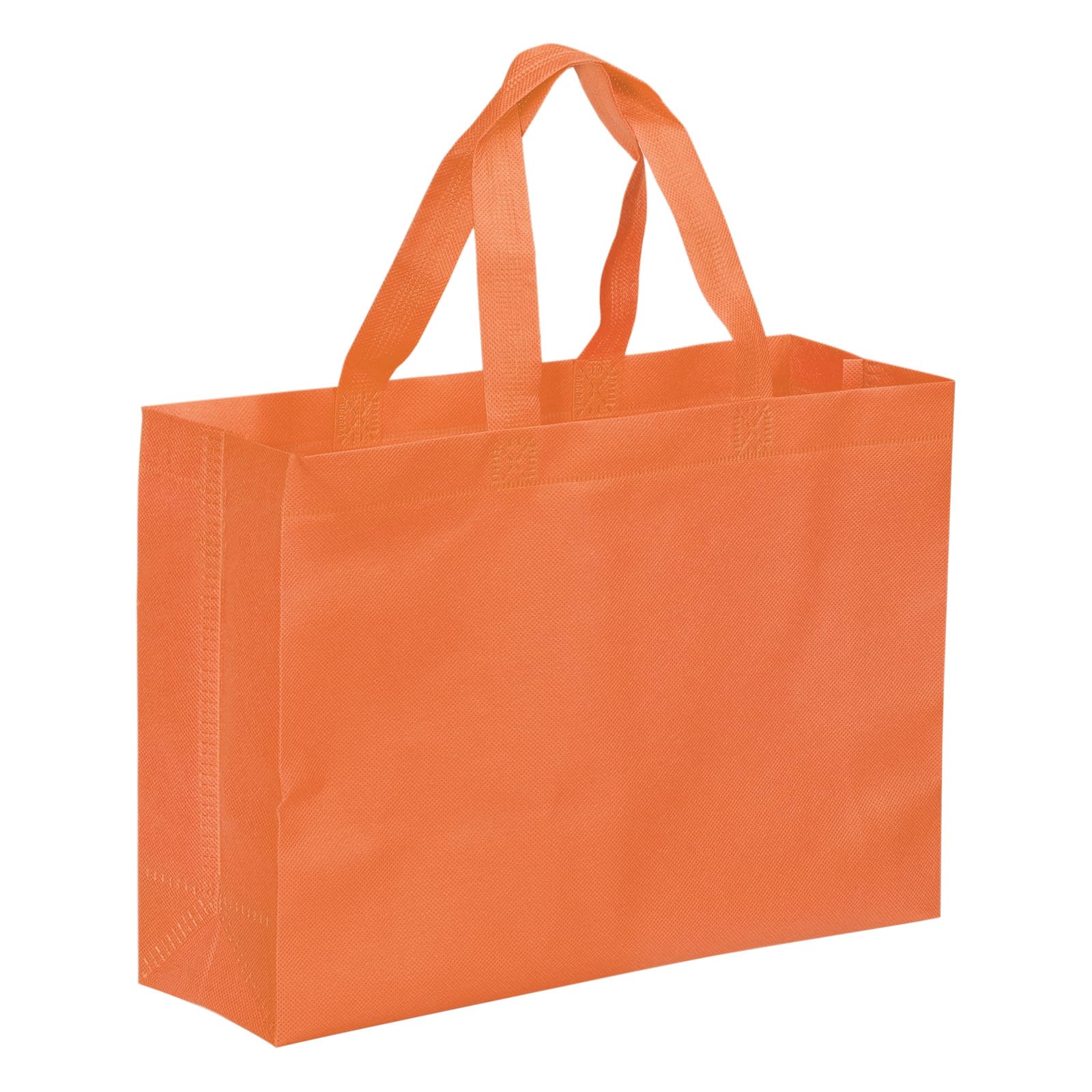 PATIKIL 25x35cm Reusable Gift Bags, 10 Pack Horizontal Style Non-Woven Grocery Tote Bag for Travel Storage, Orange