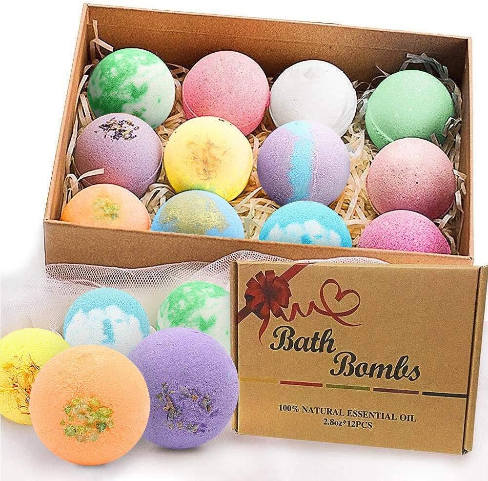 Bath Bombs Gift Set-Organic Natural Essential Oils, Relax and Moisturize Skin