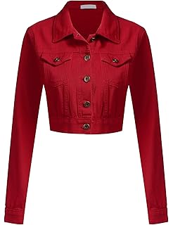 womens plus size red denim jacket