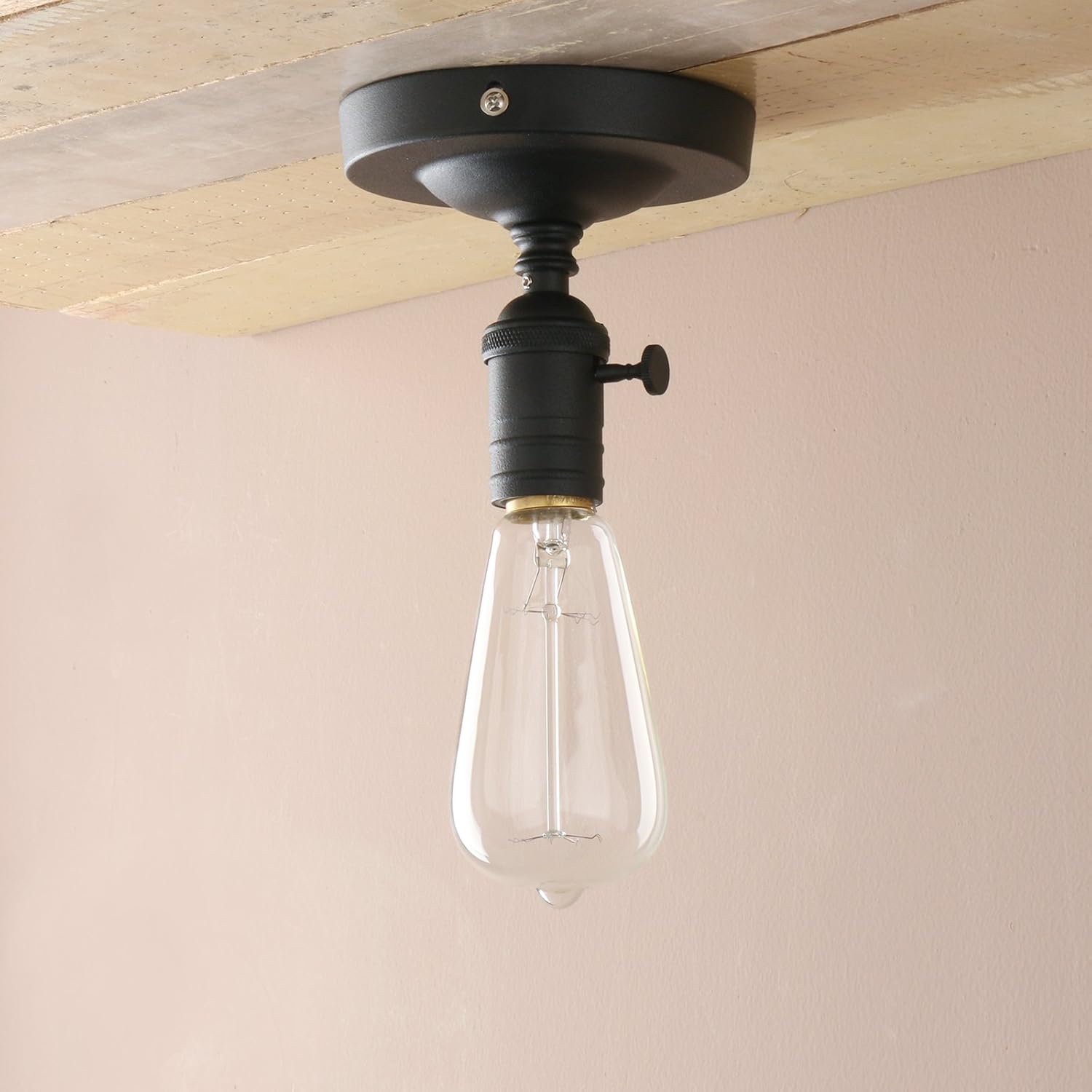 PathsOn Industrial Retro Loft Bar Kitchen Pendant Light Fitting Ceiling Lamp Flush Mount Switch Light Fixture Chandelier Decorative Lighting E27 (Black) - Image 4