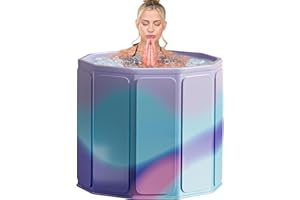 YYW 31.5in Large Capacity Hot & Cold Therapy Tub - Portable Foldable Soaking Bathtub with Thick Insulation for Home Shower/Outdoor Use, Quick Muscle Recovery, No Setup (Aurora violet)