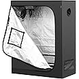 iPower 48"x24"x60" Grow Tent with Observation Window and Removable Floor Tray, Tool Bag for Indoor, 24" x 48" x 60", Black/Si