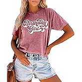 Birthday Shirts Women Cute Birthday Girl Graphic Shirts Birthday Squad Short Sleeve Casual Birthday Gift Tee Tops