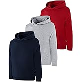 Little Beauty 3 Pack Boys Hoodies Cotton Long Sleeve Sweatshirts Kids Athletic Hooded Pullover with Pocket