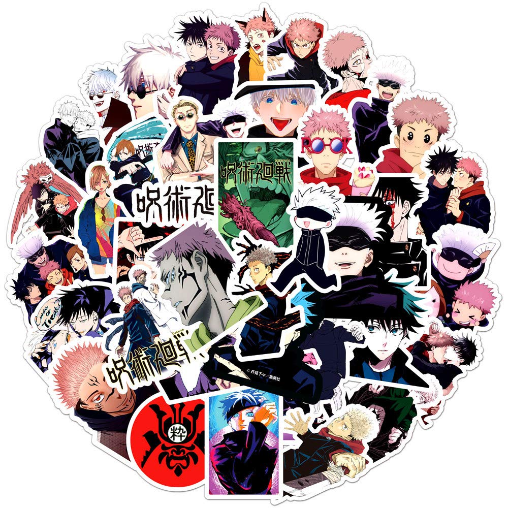 50 Pcs Anime Jujutsu Kaisen Stickers for Laptop,Bumper,Skateboard,Water Bottles,Computer,Phone,Anime Sticker Pack for Kids/Teen