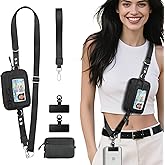 TiMOVO Clip and Go Phone Strap Crossbody with Detachable Wallet, RFID Blocking, Adjustable Anti-Theft Phone Lanyard, Black