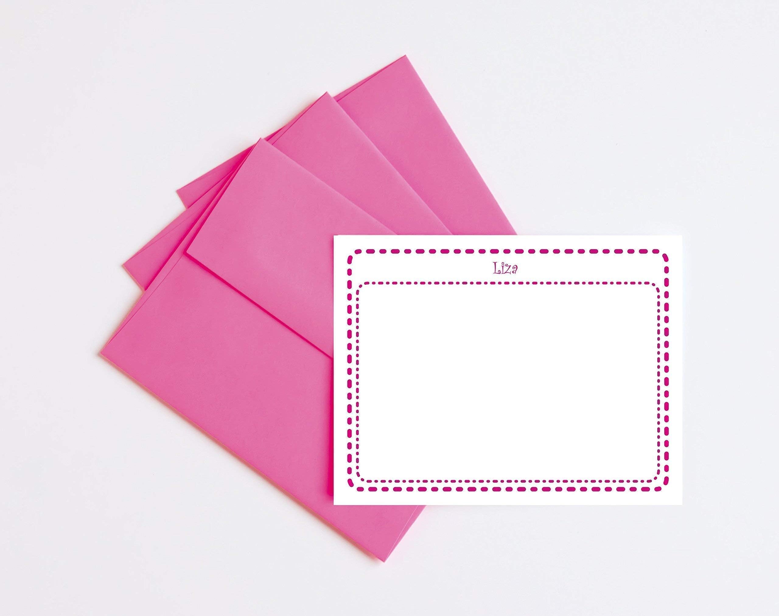 Personalized Stationery Cards and Envelope Set for Girls Notecards with Borders for Writing Letters