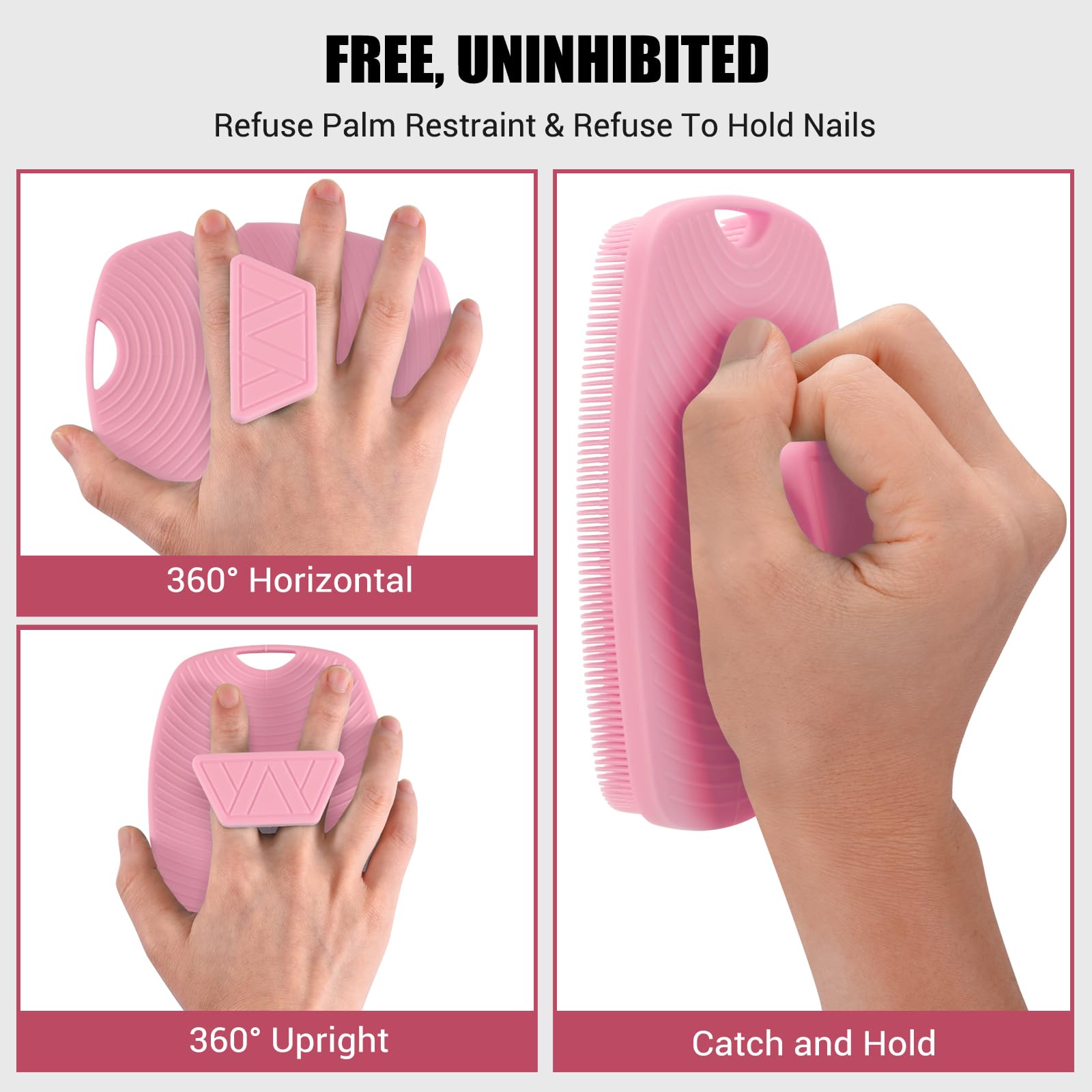 Canroom Silicone Body Scrubber - Anti Zinc Infused-Highly Elastic Bristles Exfoliating Body Scrubber for Shower Body,Cellulite Reduction,Blood Circulation - Pink