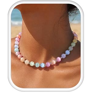 Sereney Dopamine Necklace Color changing Jewelry for Women | Summer UV Reactive Beads Jewelry, 2 in 1 Necklace Bracelet, Rain