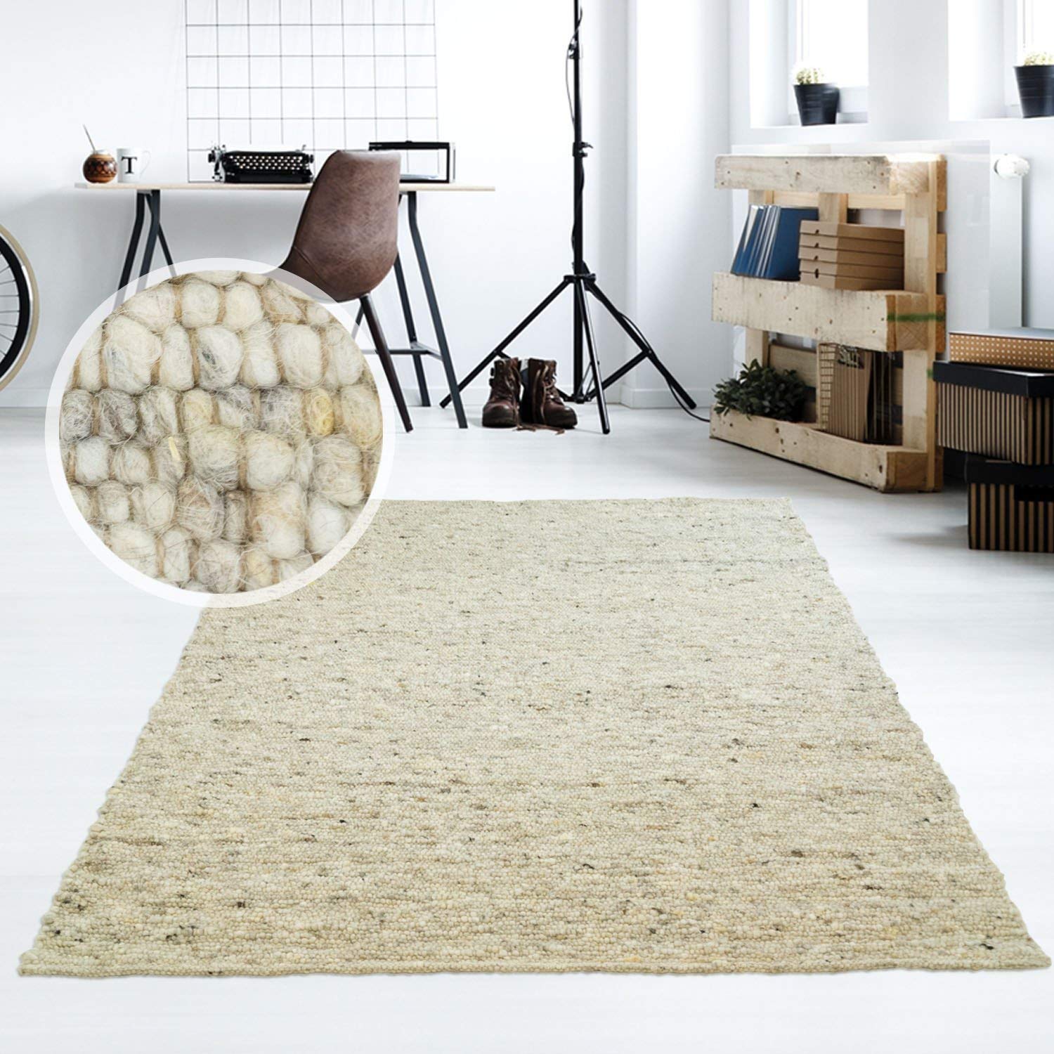 Hand Web Teppich Grau Beige Dune Muster 7 X 7 Cm Wohnzimmer Esszimmer Schlafzimmer Flur Laufer Reine Schur Wolle Im Skandinavischen Design Kuche Haushalt Wohnen Teppiche Matten