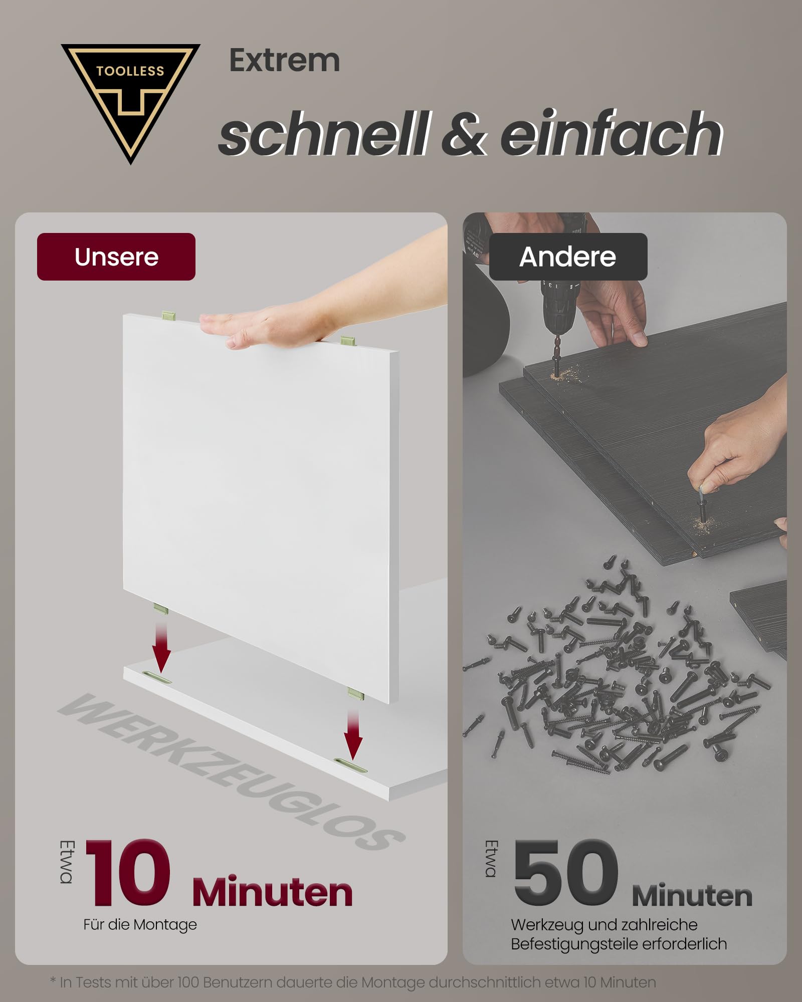 VASAGLE Nachttisch, superschnelle werkzeuglose Montage, Toolless-Technologie, Beistelltisch mit Ladefunktion, Nachtschrank mit Schublade, Schlafzimmer, mattweiß LET777W04 3