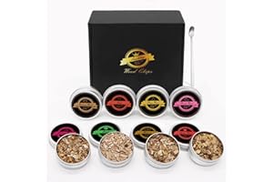 BIOBUBANA Smoking Wood Chips for Cocktail Smoker, 8 Flavors Natural Wood Chips Including Applewood, Walnut, Beech, Pear, Cherry, Oak, Hickory, Peach, for Cocktail Smoker, Whiskey, Old Fashioned Drink, BBQ