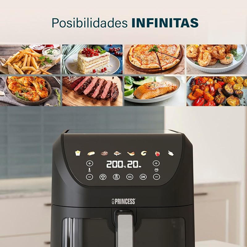 Airfryer SlimFry, capacidade de 8L, 2000W, 8 programas, tela de toque digital, termostato ajustável, janela de exibição, desligamento automático, cesta lavável, 182257, luzes coloridas
